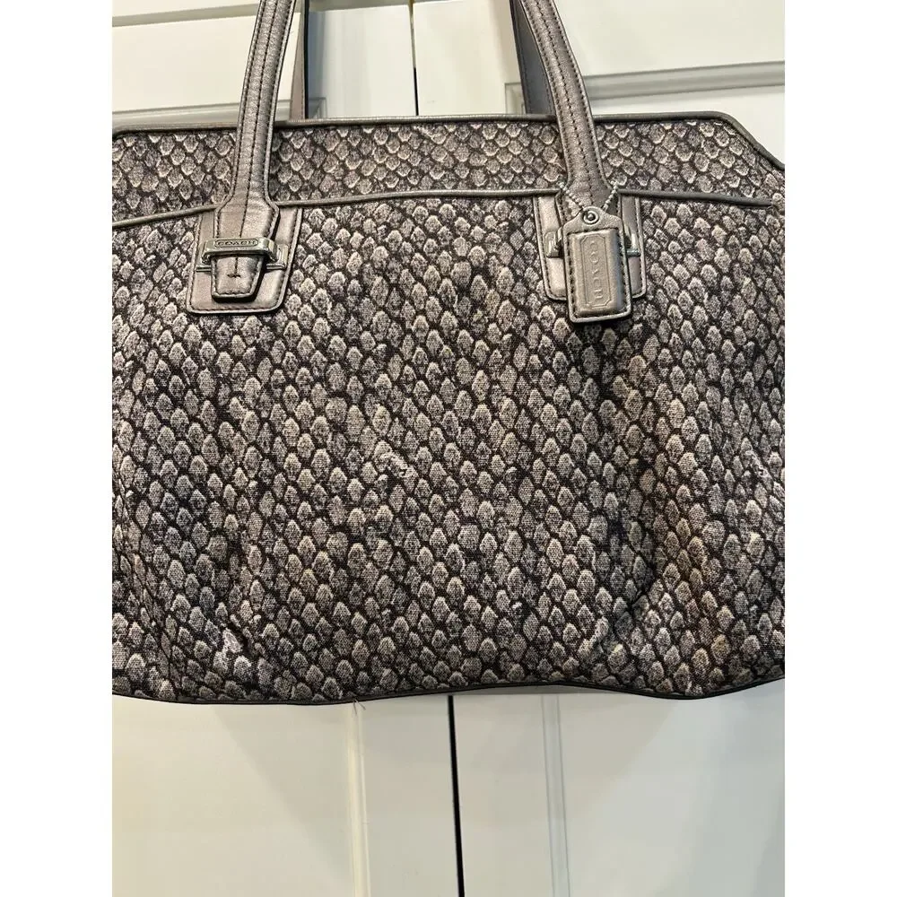 COACH Taylor Gray Snake‎ Print Alexis Carryall Satchel Handbag Purse Retail $398